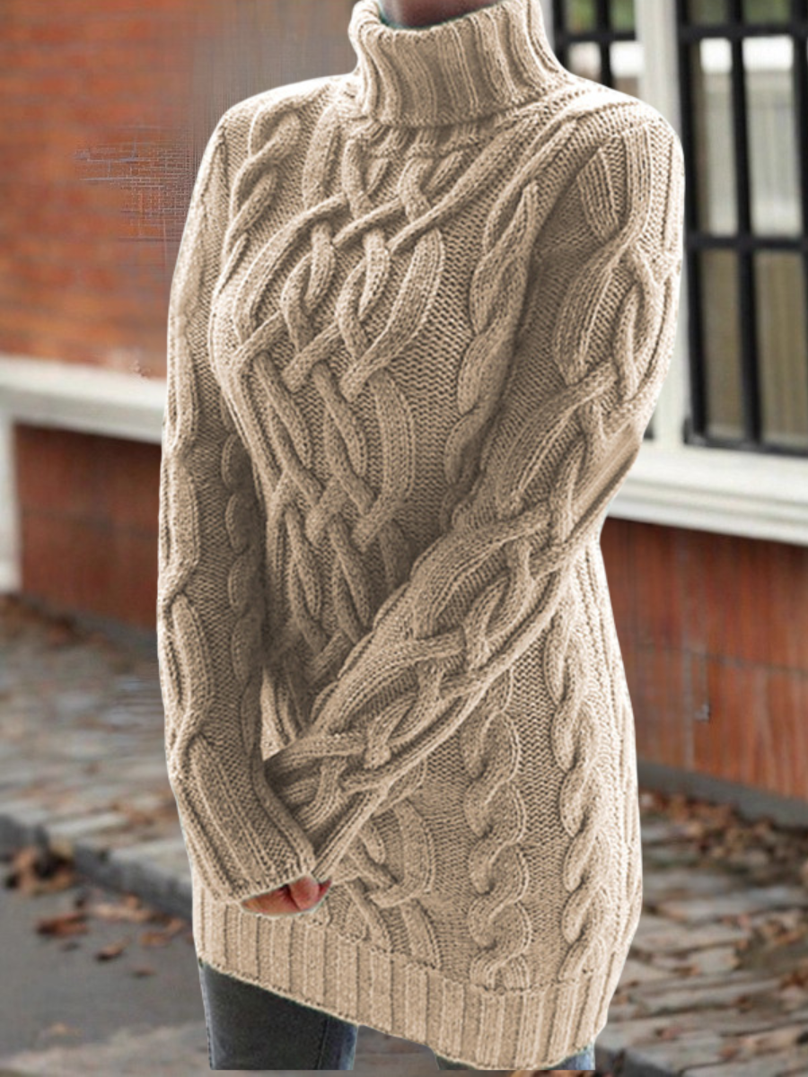 Loose Split Joint Mock Neck Urban Sweater