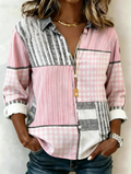 Geometric Shirt Collar Loose Casual Shirt