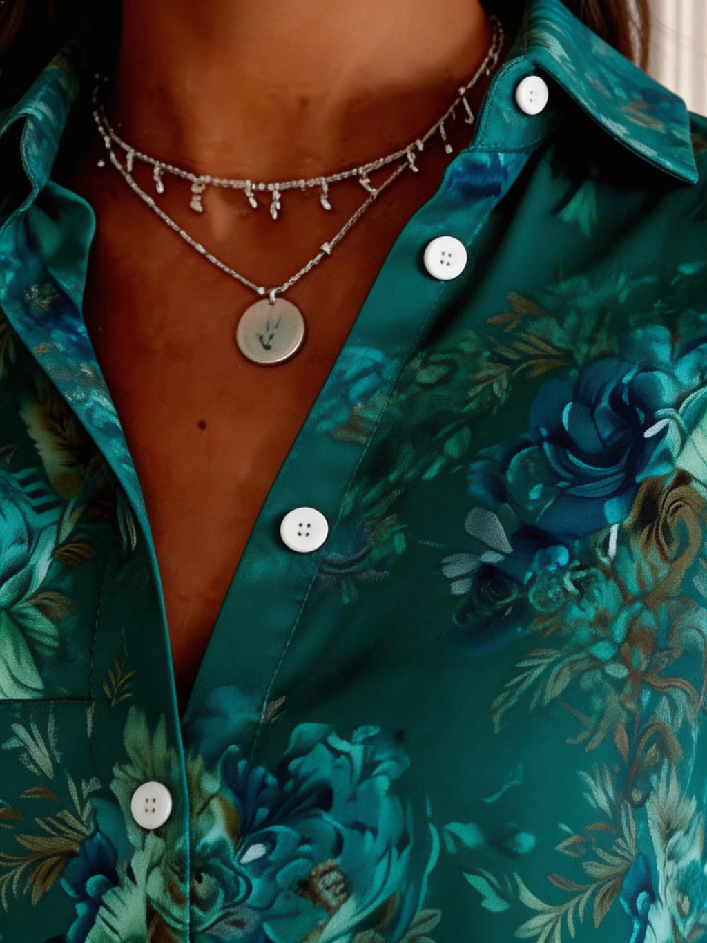 Vintage Floral Shirt Collar Loose Shirt