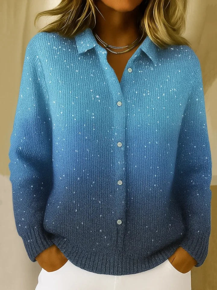 Women's Retro Gradient Color Casual Collar Button-Up Cardigan