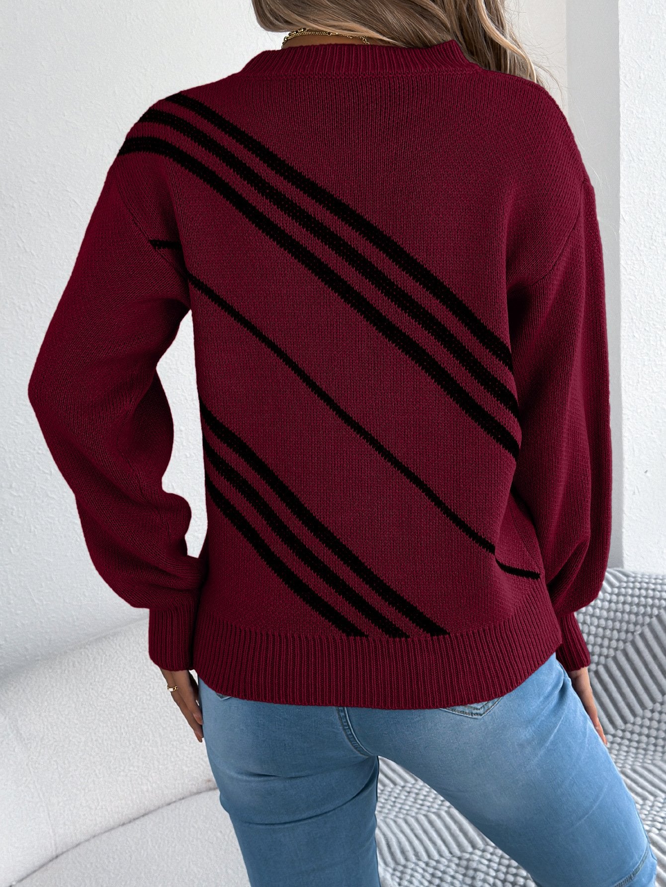 Geometric Regular Fit Casual Sweater