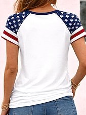 Women's 'We the people' American flag print short-sleeved T-shirt