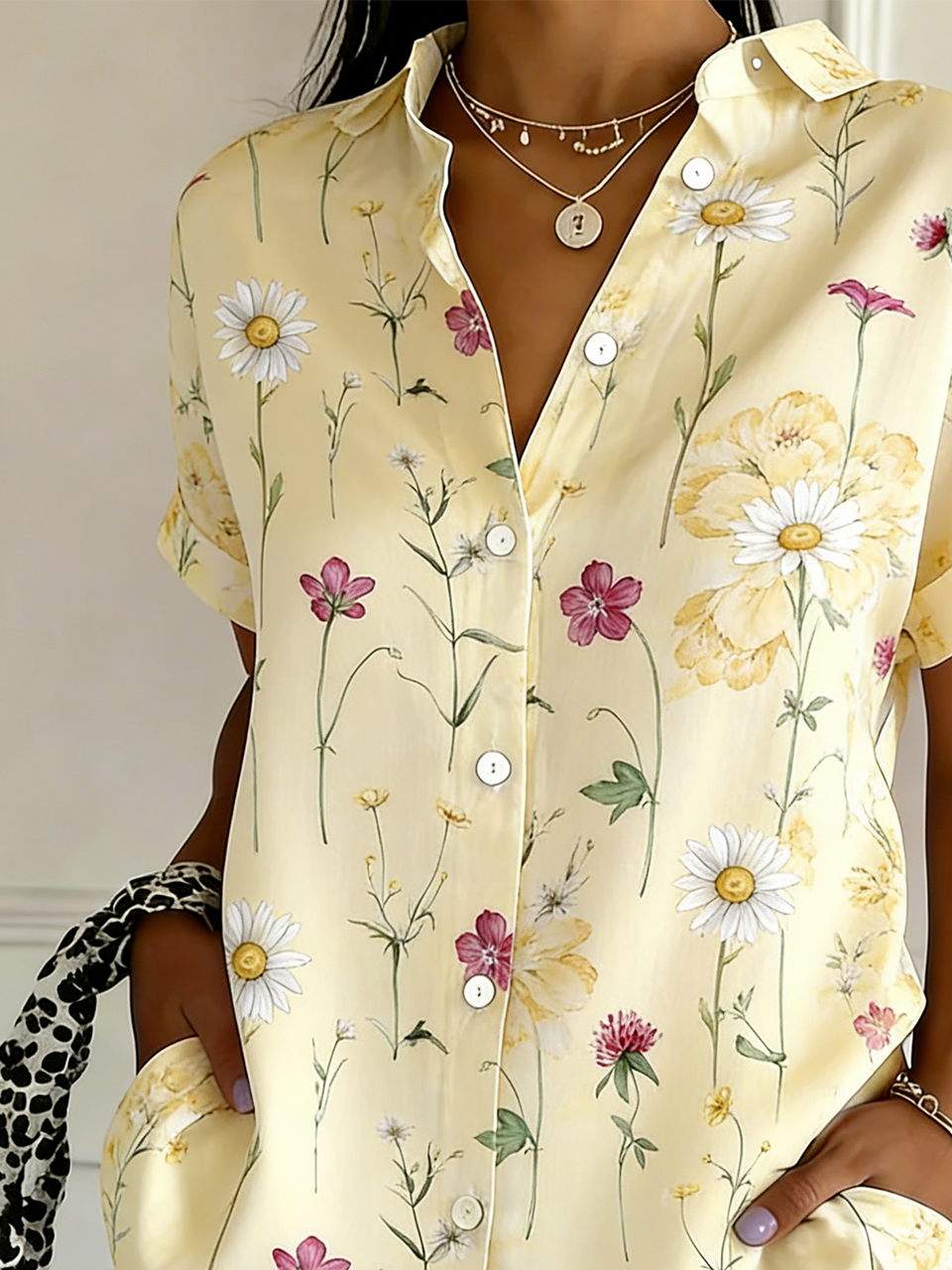 Shawl Collar Cotton And Linen Regular Fit Elegant Shirt