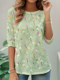 Vintage Crew Neck Loose Floral Sweatshirt