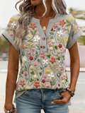 Cotton Elegant Loose Embroidery Patterns T-Shirt