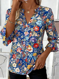 V Neck Elegant Linen Blend Shirt