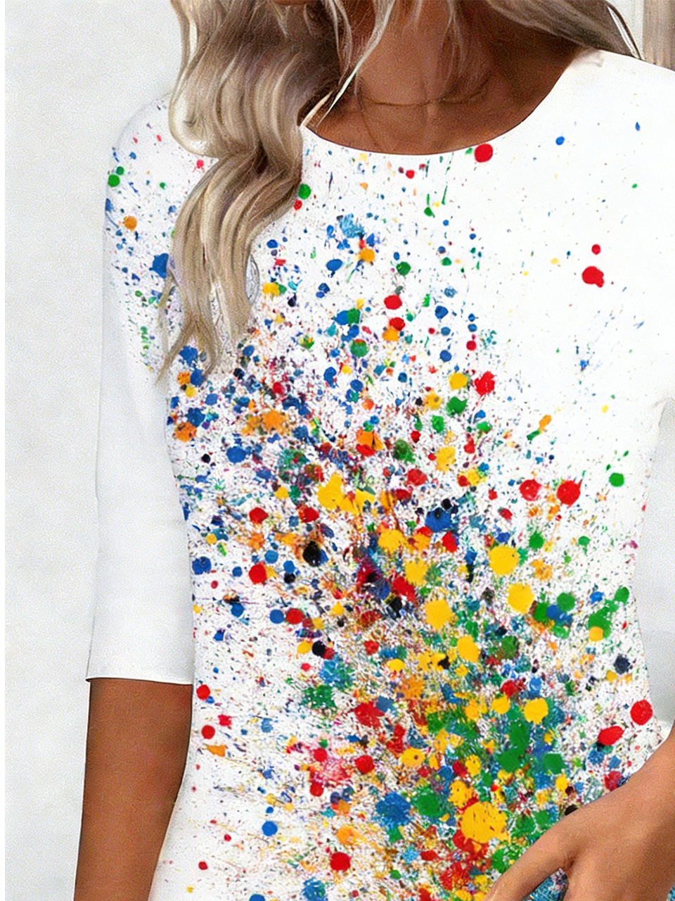 Crew Neck Gradient Pattern Casual Jersey T-Shirt