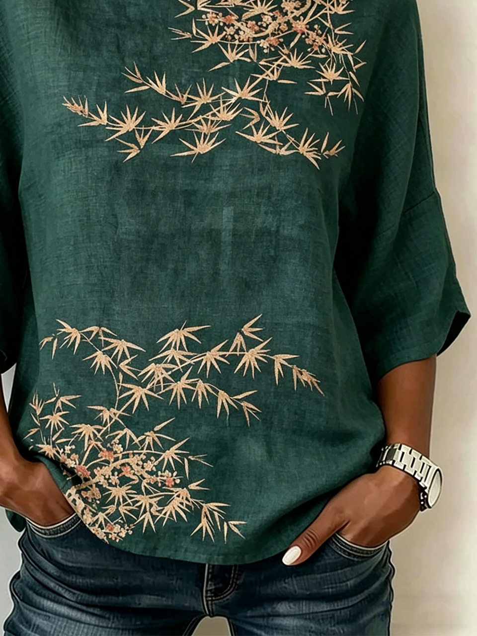 Elegant Floral Crew Neck Shirt