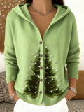 Simple Hoodie Wool/Knitting Christmas Tree Cardigan
