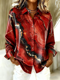 Loose Chevron Shirt Collar Casual Shirt