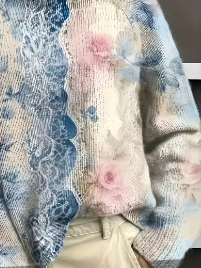 Women's Floral Print Casual Turtleneck Long Sleeve Sweater