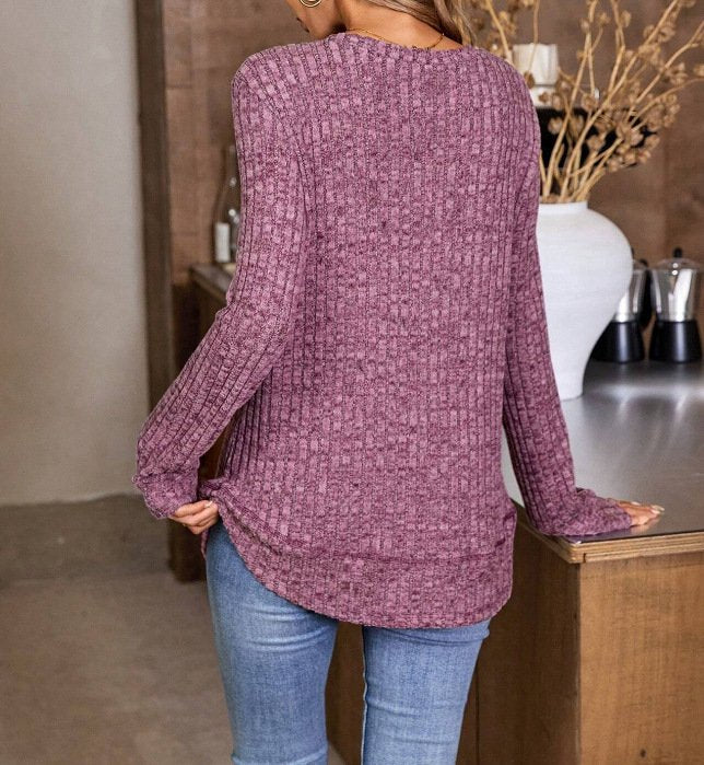 Plain Crew Neck Jersey Casual Knit Top