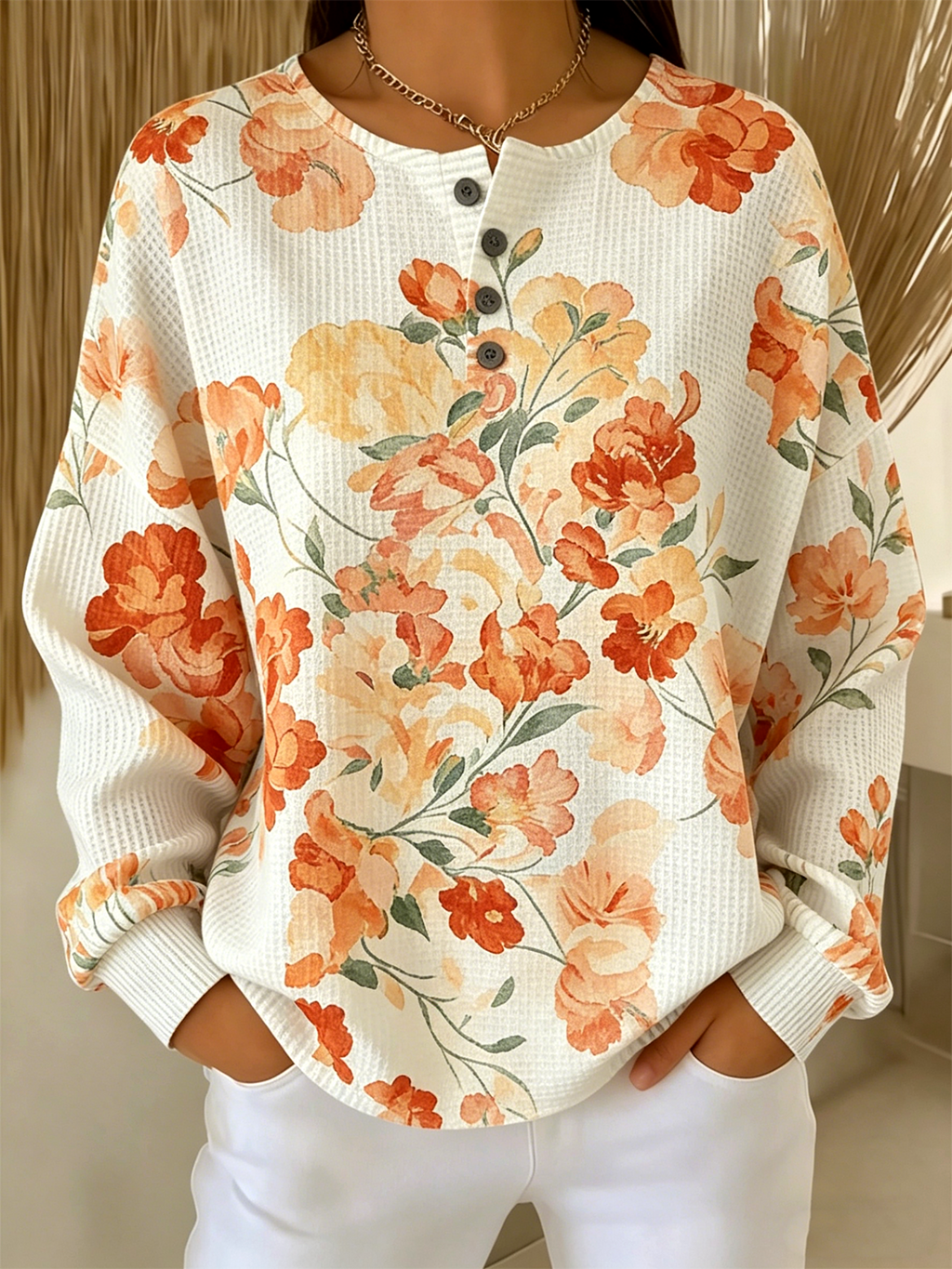 Floral Casual Loose Others Sweatshirt