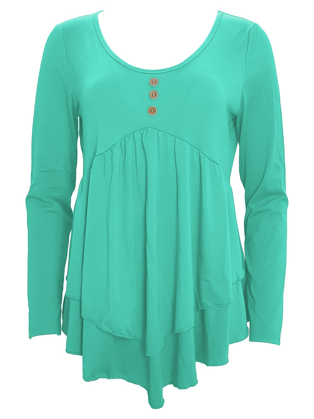 Elegant Commuting Slim Fit Three-Button Casual Solid Color Long-Sleeved Dress Top