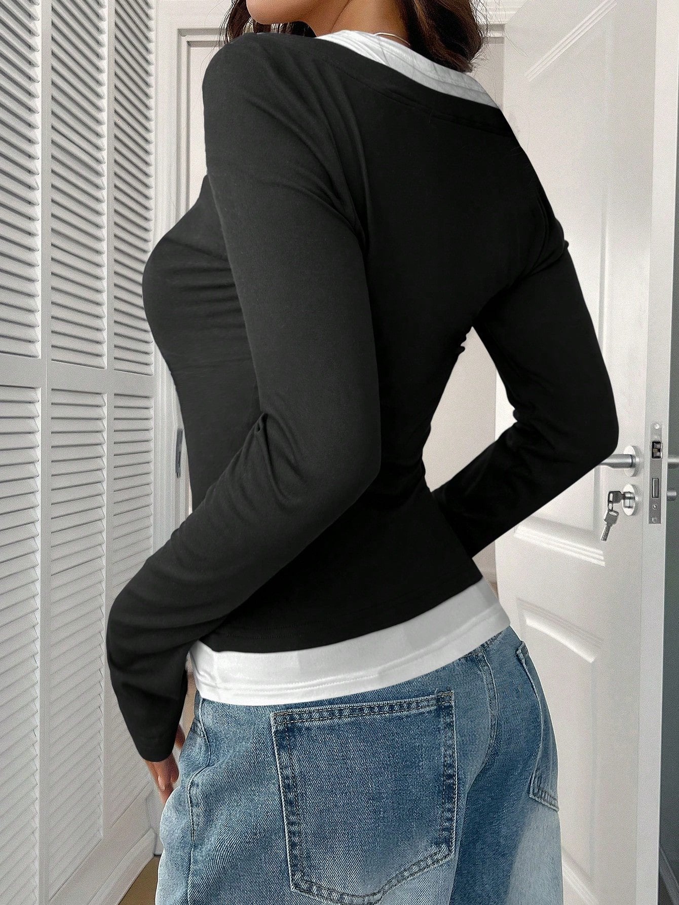 Square Neck Cotton Casual T-Shirt