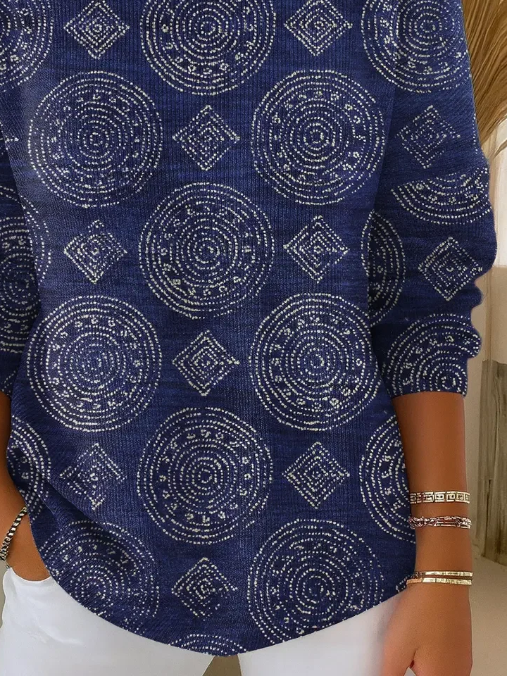 Simple Regular Fit Printing Abstract Sweater