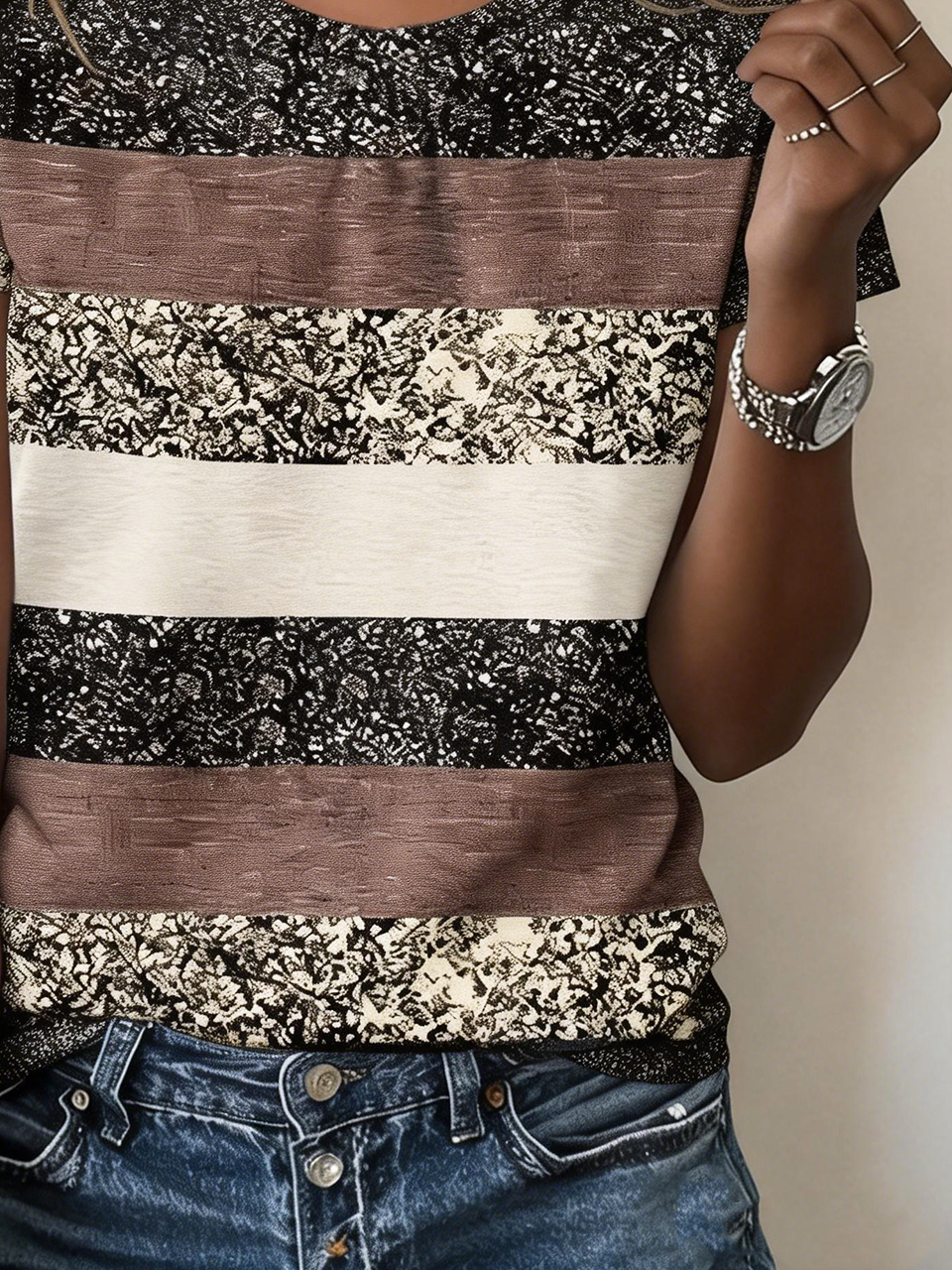 Jersey Casual Striped T-Shirt