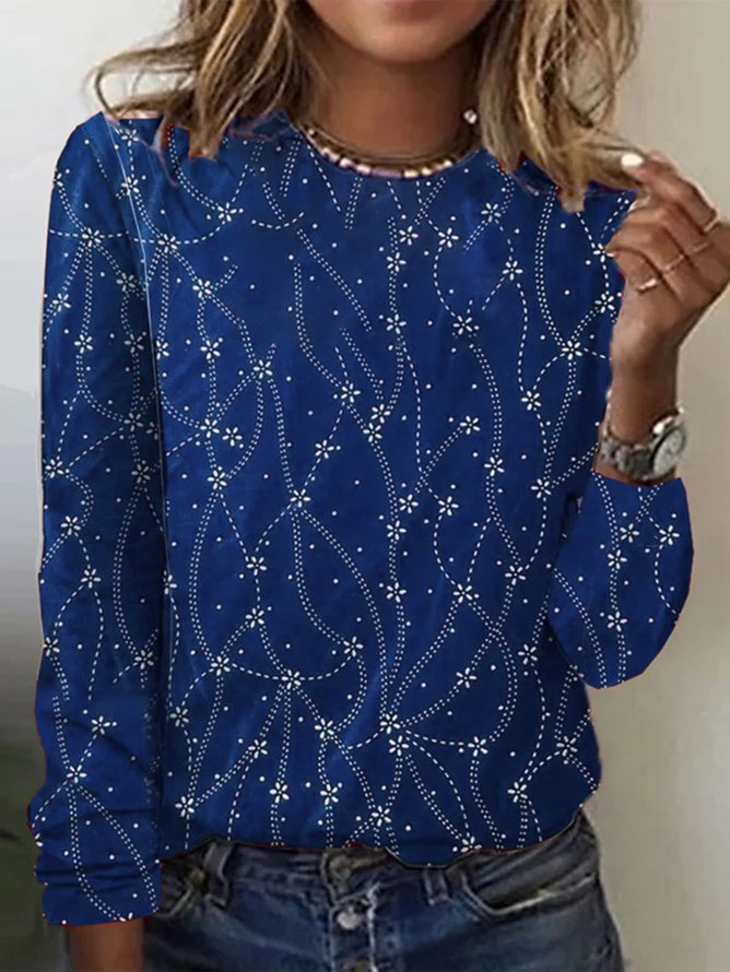 Women's T Shirt Floral Graphic Plants Vintage Stylish Classic Long Sleeve Crew Neck Regular Tops
