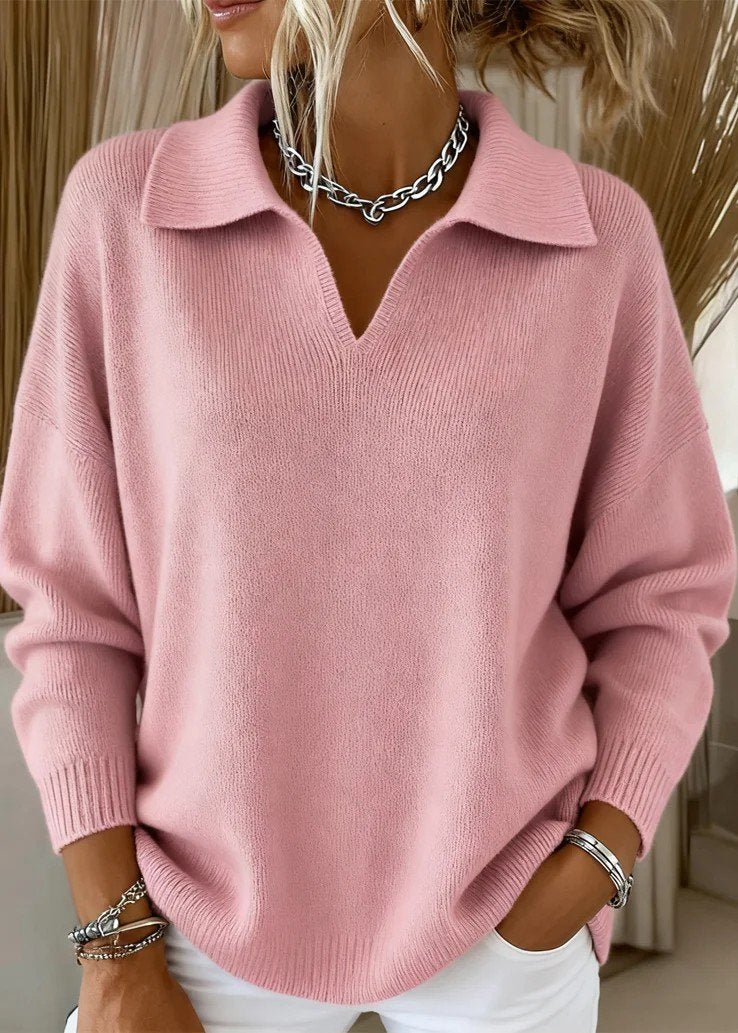 Shawl Collar Plain Simple Loose Sweater