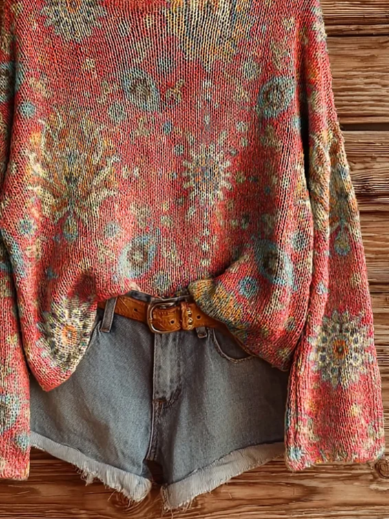 Women's Floral Print Casual Long Sleeve Top