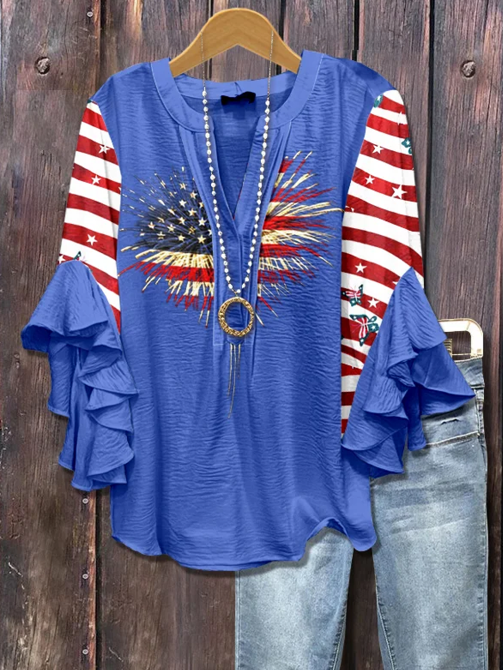 Simple V Neck Cotton Blouse