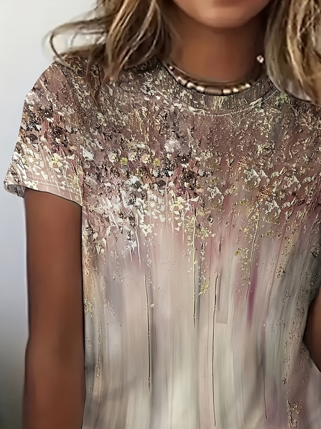 Women's Short Sleeve T-shirt Summer As Picture Abstract Printing Jersey Crew Neck Daily Going Out Casual Top