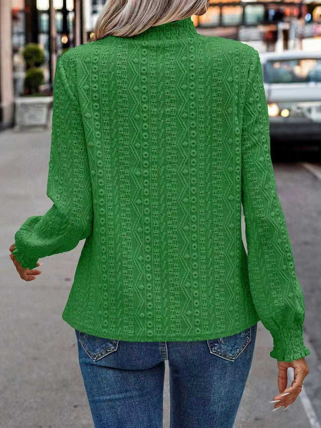 Loose Puff Sleeve Stand Collar Elegant T-Shirt