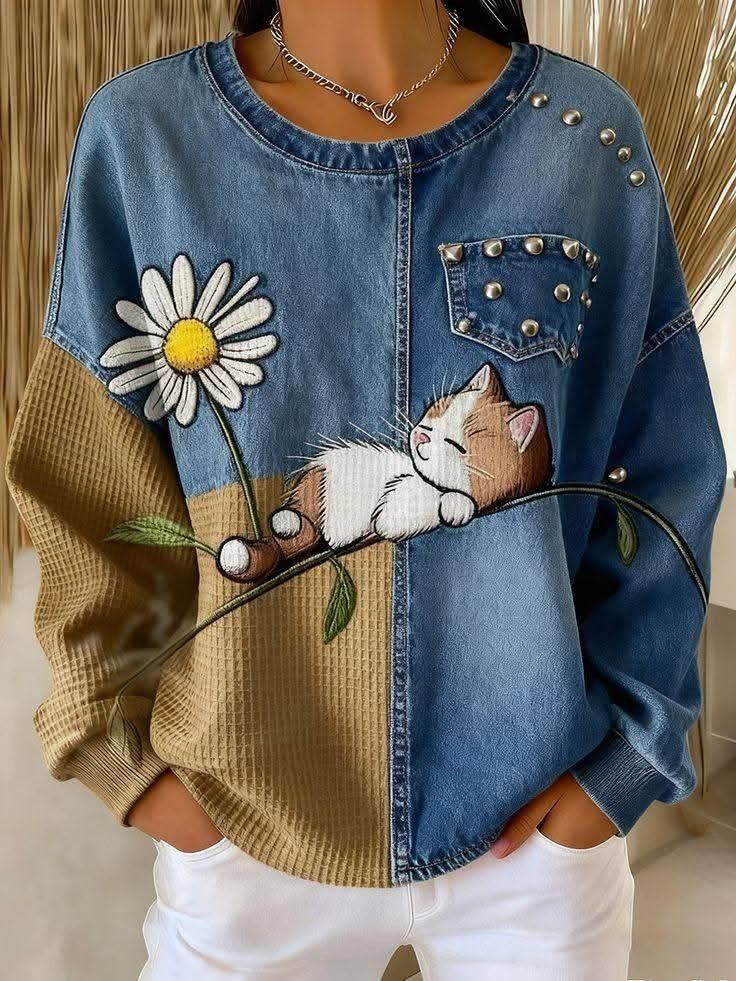 Loose Vintage Crew Neck Sweatshirt