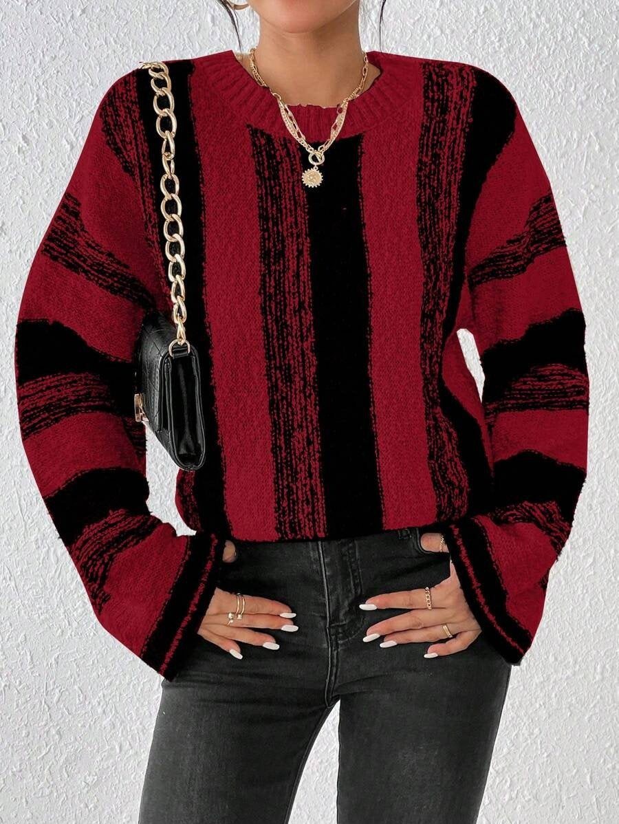 Simple Striped Wool/Knitting Split Joint Sweater