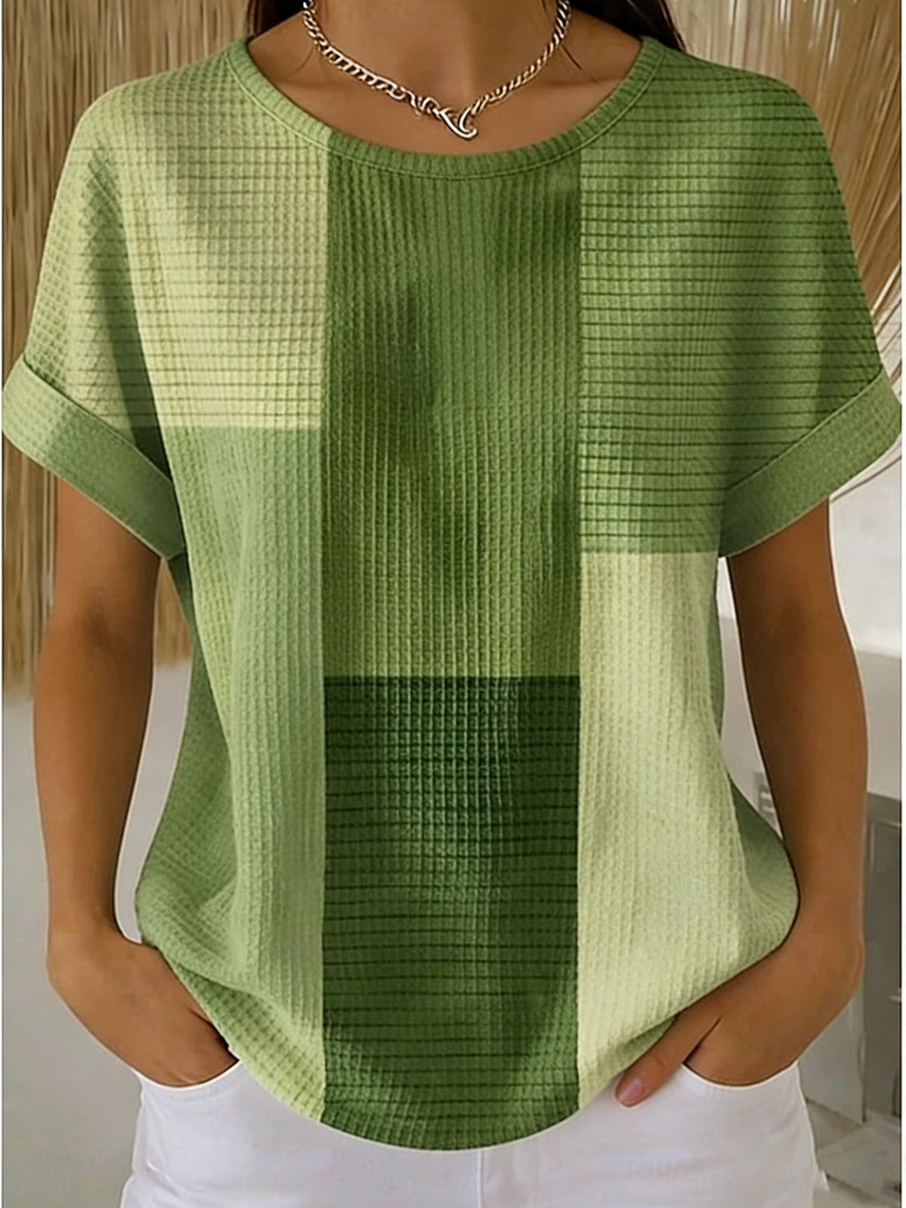 Loose Casual Others Geometric T-Shirt