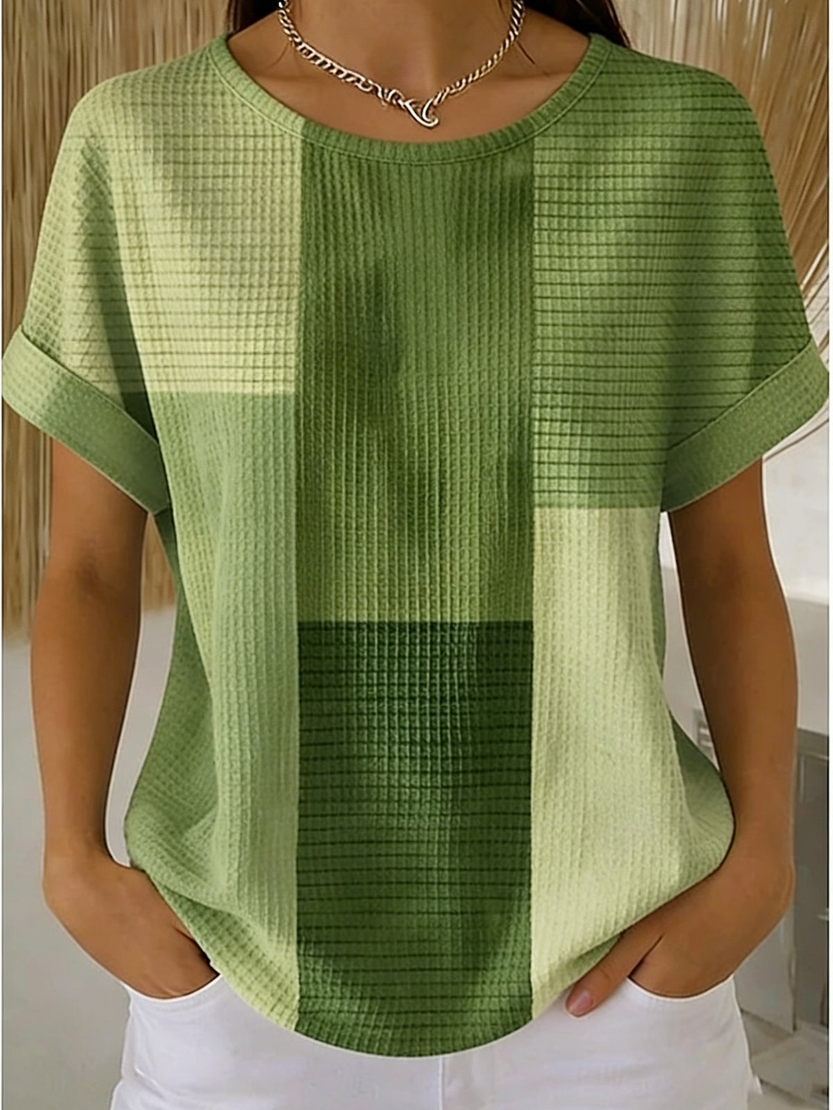 Loose Casual Others Geometric T-Shirt