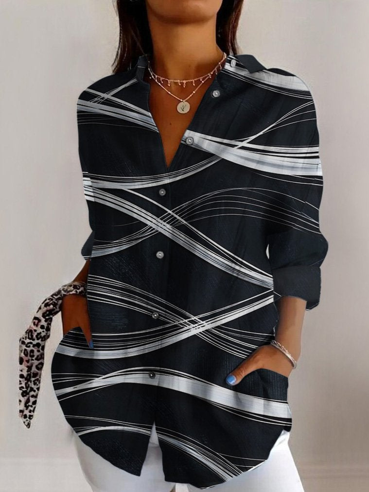 Abstract geometric line long sleeved shirt