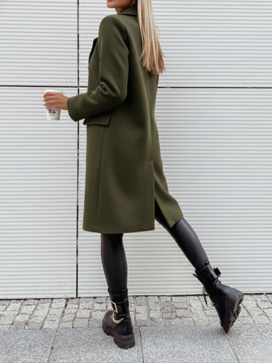 Plain Shawl Collar Lady Romance Loose Coat