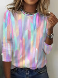 Women's Long Sleeve T-shirt Spring/Fall As Picture Abstract Printing Jersey Crew Neck Daily Going Out Casual Top
