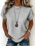 Crew Neck Plain Loose Casual T-Shirt