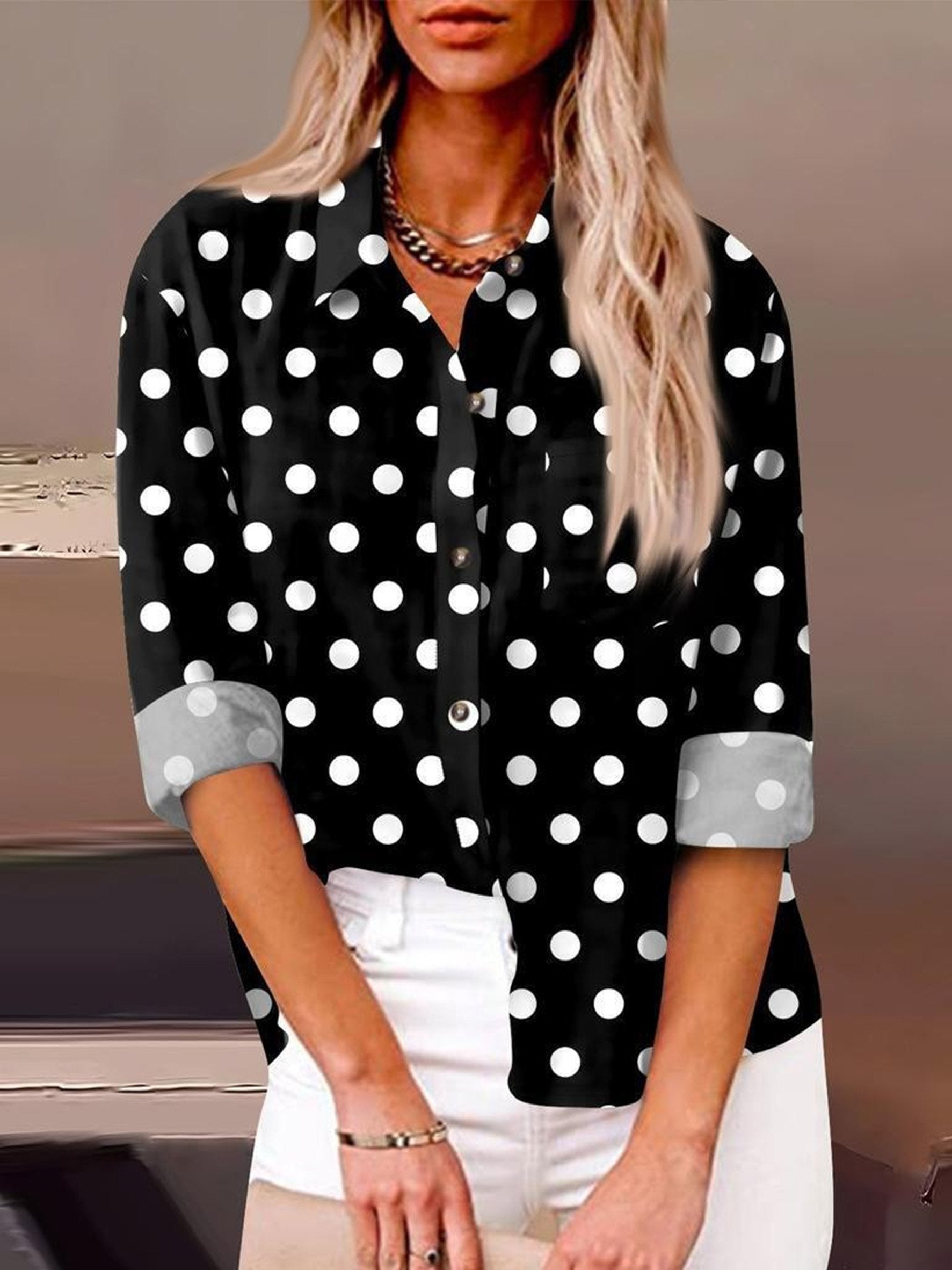 Geometric Shirt Collar Casual Shirt
