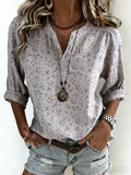 Cotton-Blend Ditsy Floral Others Elegant Shirt