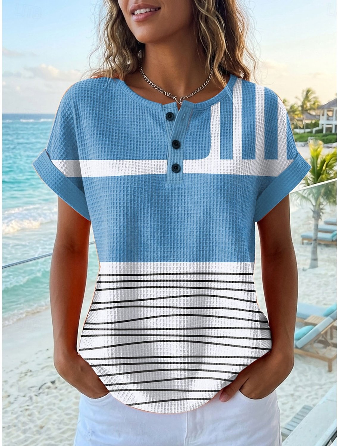 Geometric Casual Loose Others T-Shirt