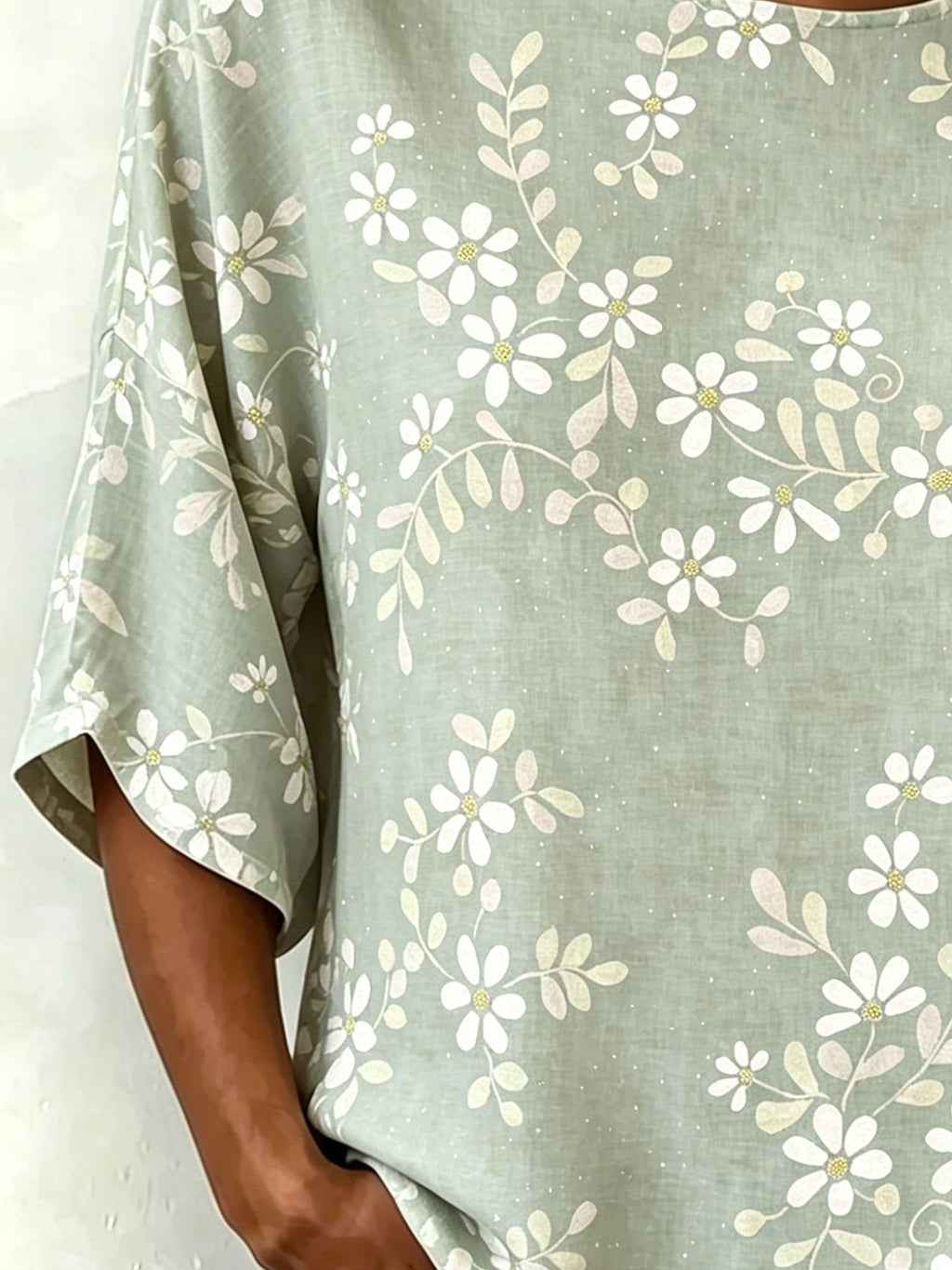 Cotton And Linen Floral Printed Vintage Loose Casual Top