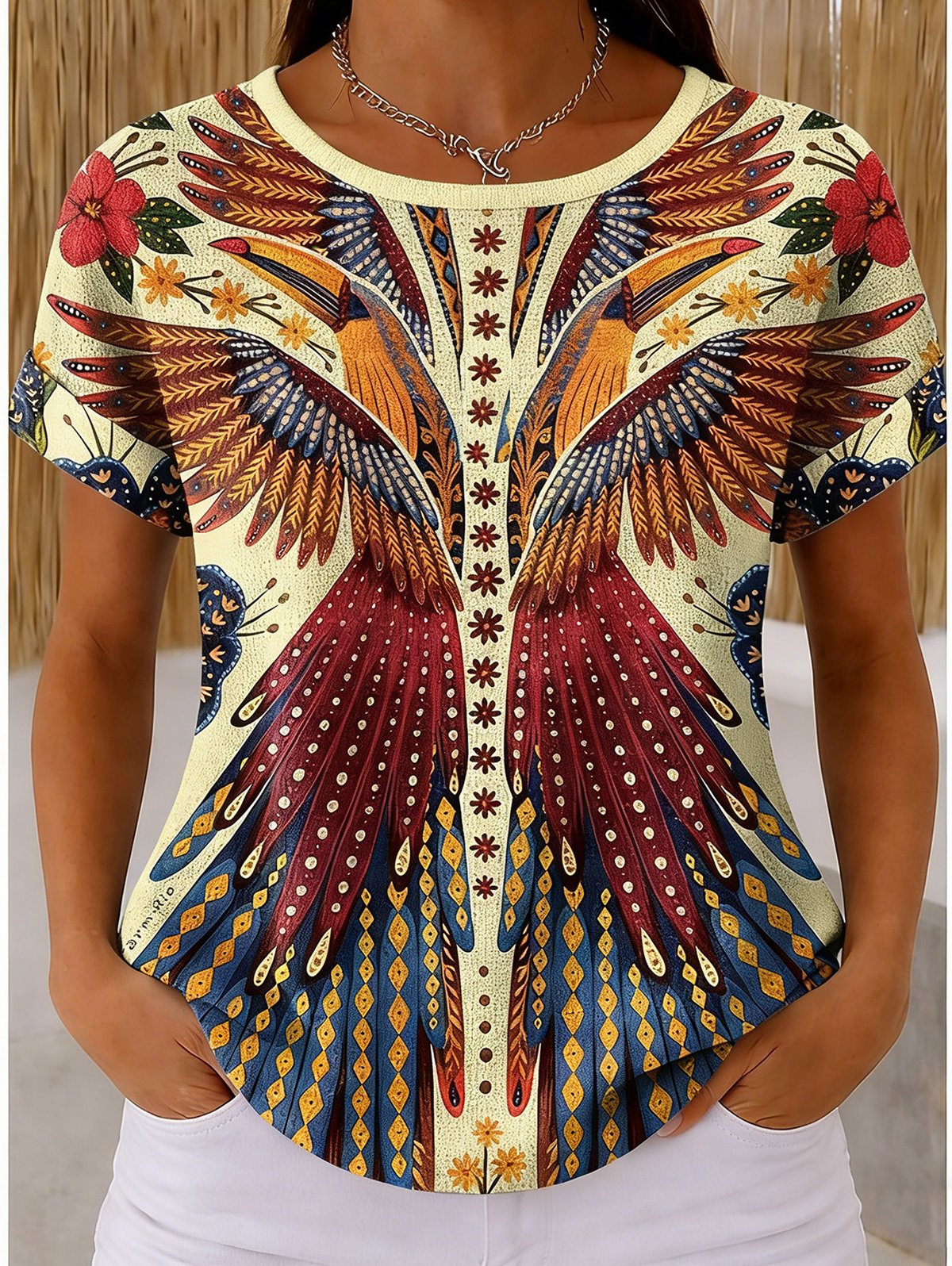 Others Ethnic Geometry Casual Loose T-Shirt