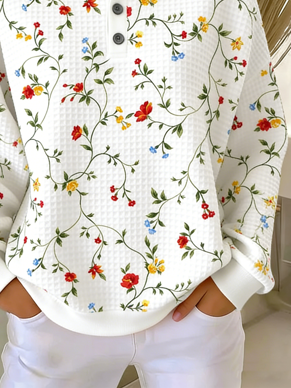 Floral Others Loose Casual Sweatshirt