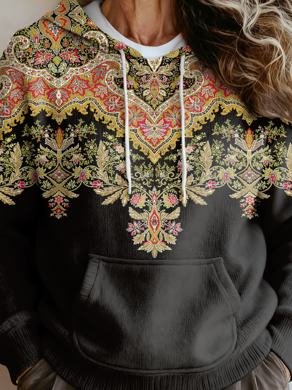 Ethnic Loose Ethnic Hoodie Sweater