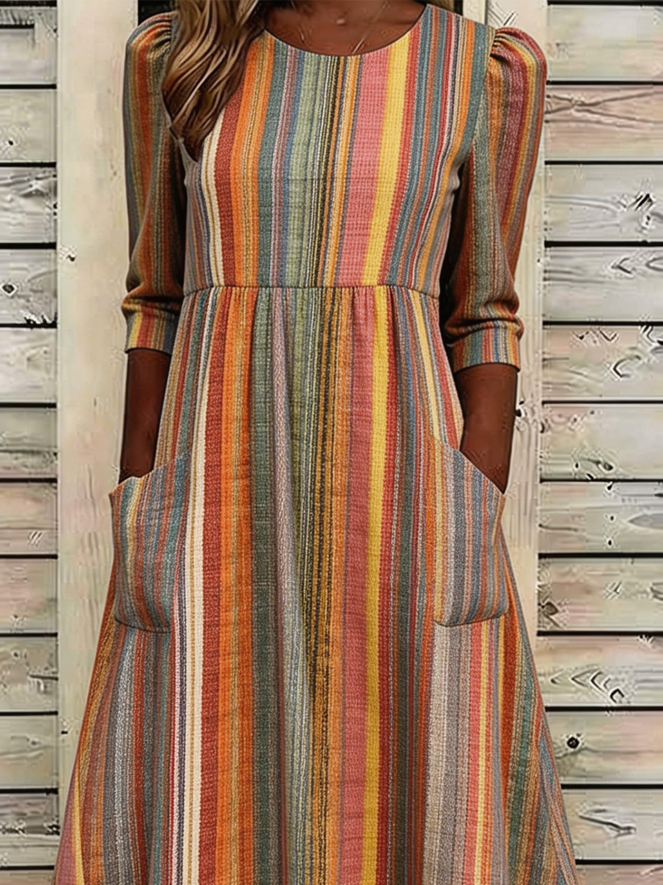Casual Striped Loose Dress With No