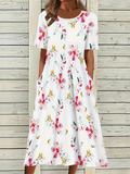 Women's Floral Print Crew Neck Dress