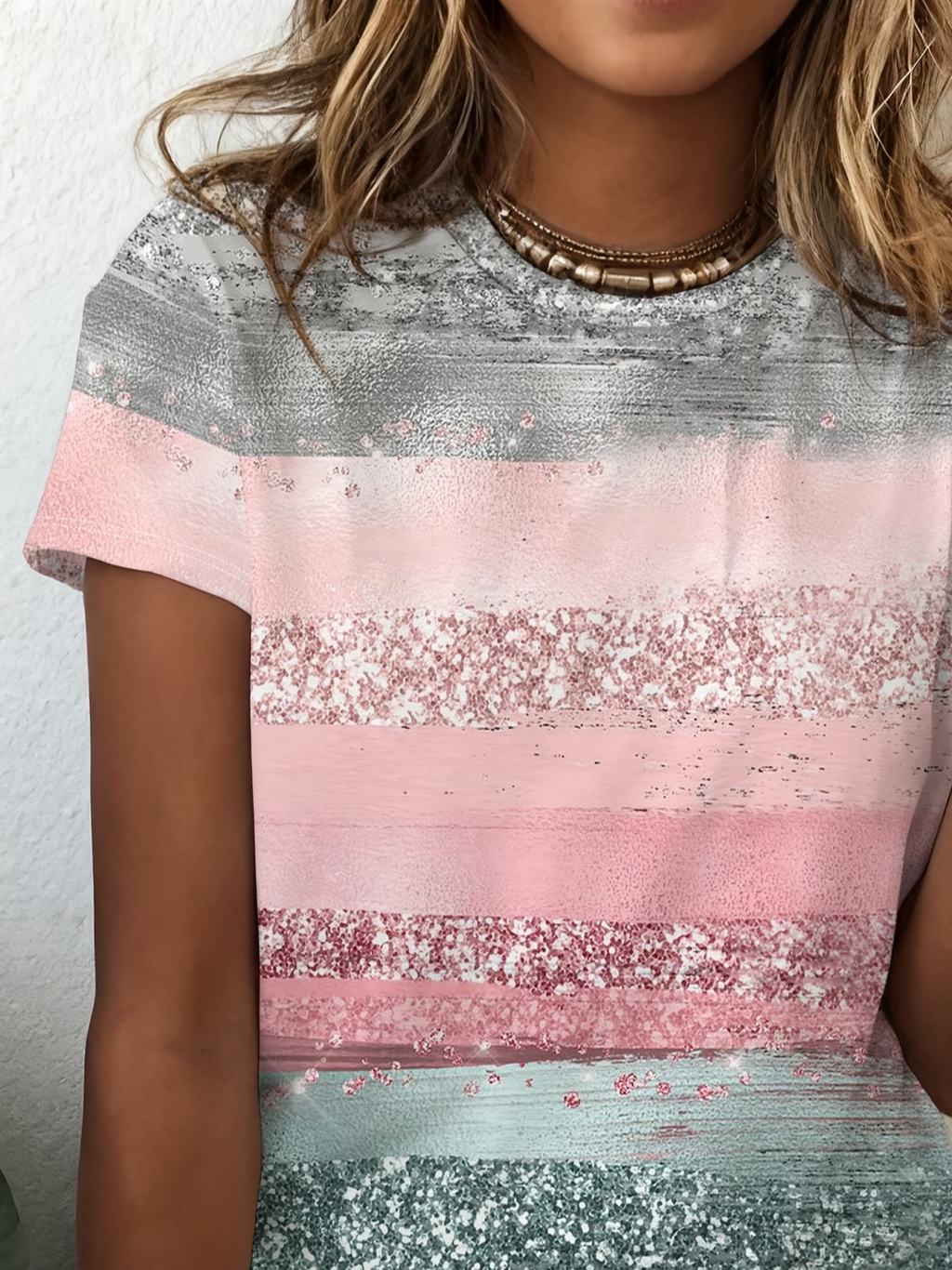 Women's Short Sleeve T-shirt Summer As Picture Abstract Printing Jersey Crew Neck Daily Going Out Casual Top