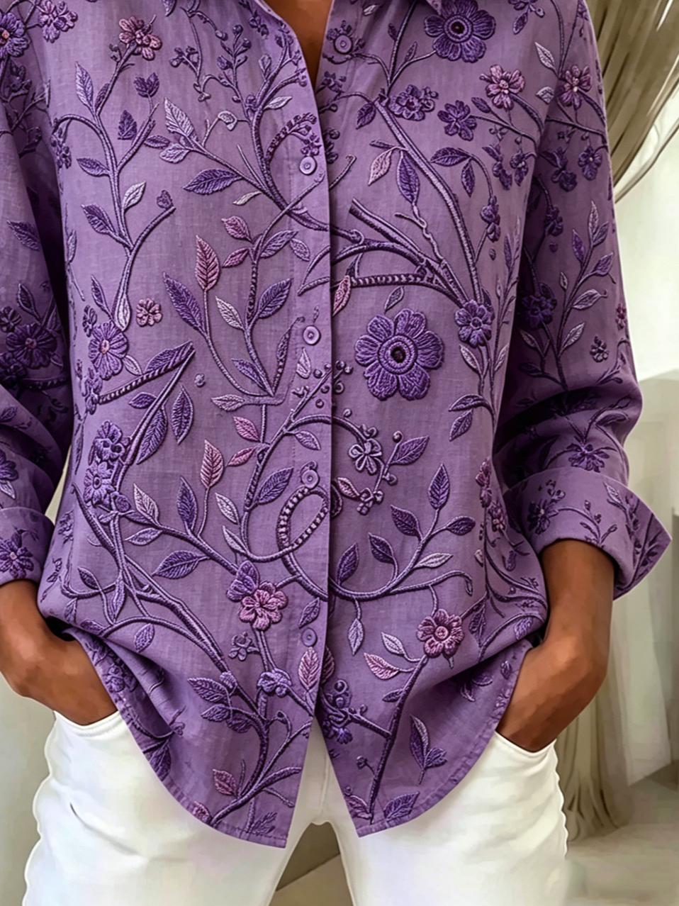 Simple Botanical Pattern Shirt