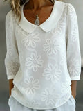 Floral Vintage Shawl Collar Loose Shirt