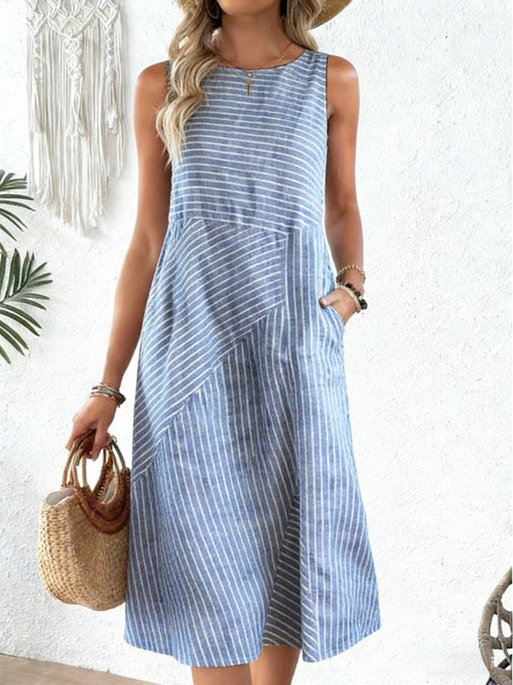 Crew Neck Casual Cotton Regular Fit Dress With No