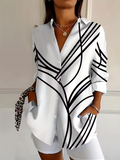 Women's Long Sleeve Shirt Spring/Fall White Abstract Buckle Shirt Collar Regular Sleeve Daily Going Out Casual Top
