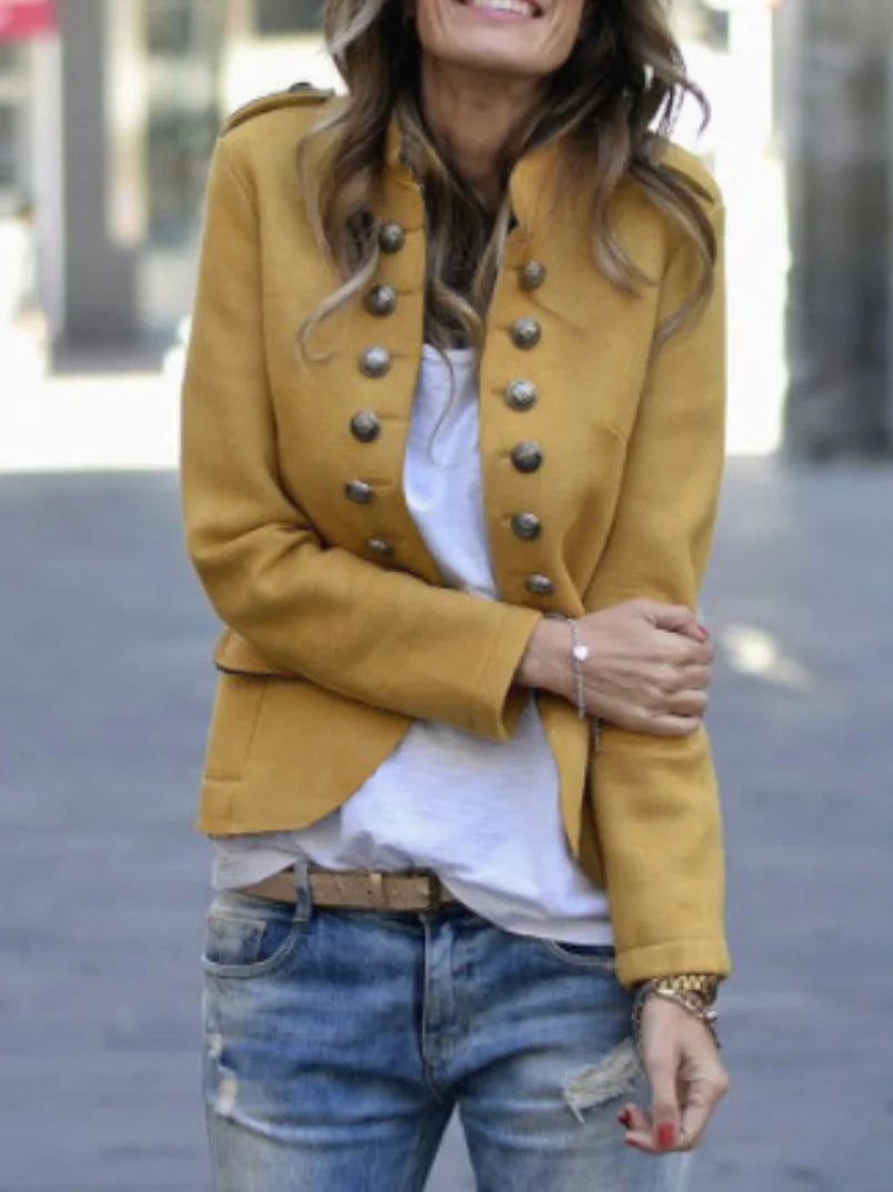Shawl Collar Split Joint Simple Plain Jacket